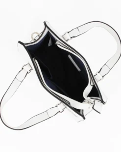 CORTINA POLO STYLE - Borsa due manici bianca con borchie, tracolla removibile