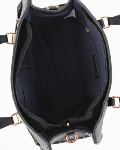 CORTINA POLO STYLE - Borsa due manici nera loggata con tasca frontale, tracolla removibile