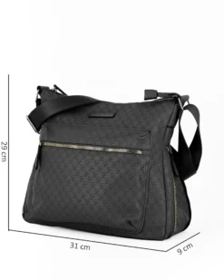 CORTINA POLO STYLE - Borsa nera loggata con tasca frontale e cerniera ad espansione