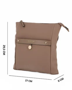 CORTINA POLO STYLE - Borsa nocciola con tracolla regolabile e tasca frontale