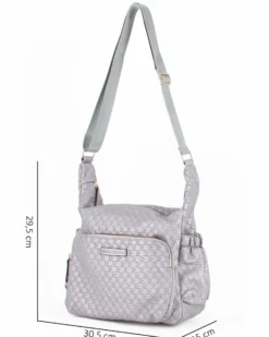 CORTINA POLO STYLE - Borsa piombo loggata con tasche laterali arricciate e tasca frontale con chiusura a zip