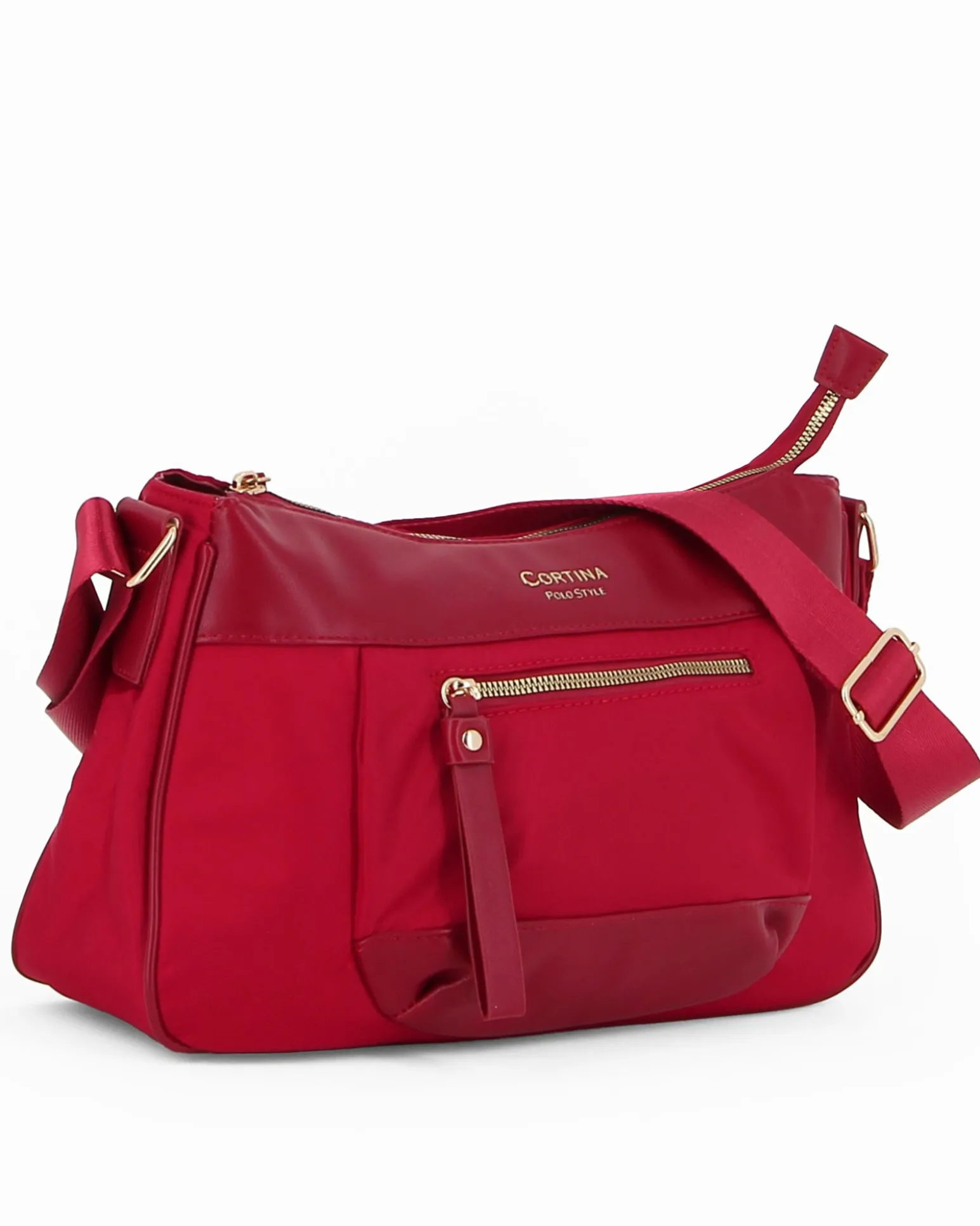 CORTINA POLO STYLE - Borsa rubino con tasca frontale e tracolla regolabile