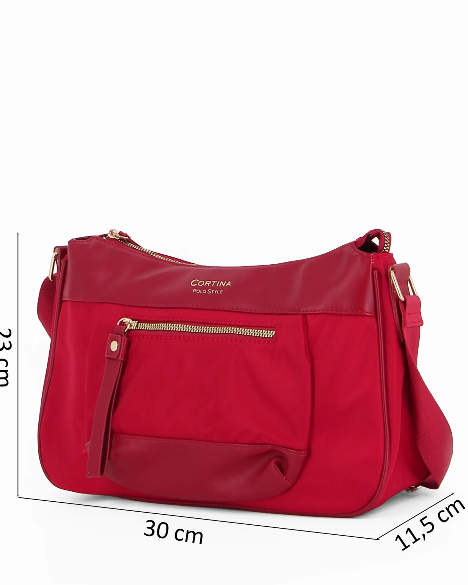 CORTINA POLO STYLE - Borsa rubino con tasca frontale e tracolla regolabile