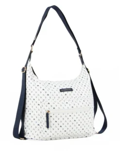 CORTINA POLO STYLE - Borsa sacca/zaino bianco loggato con tasca frontale