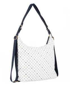 CORTINA POLO STYLE - Borsa sacca/zaino bianco loggato con tasca frontale