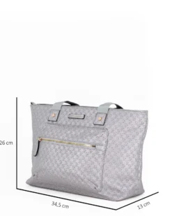 CORTINA POLO STYLE - Borsa shopping piombo loggata con tasca frontale