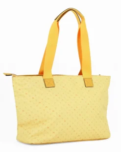 CORTINA POLO STYLE - Borsa shopping gialla loggata con zip frontale