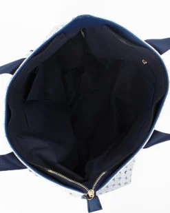 CORTINA POLO STYLE - Borsa shopping bianca e blu loggata con zip frontale