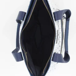 CORTINA POLO STYLE - Borsa shopping bianca loggata con zip frontale orizzontale