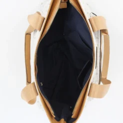 CORTINA POLO STYLE - Borsa shopping beige loggata con zip frontale orizzontale