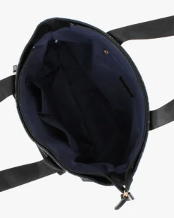 CORTINA POLO STYLE - Borsa shopping nera loggata con doppia tasca frontale