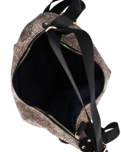 CORTINA POLO STYLE - Borsa/zaino taupe con tasca frontale e stampa logo