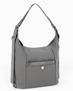 CORTINA POLO STYLE - Borsa/Zaino antracite con tasca frontale e dettaglio logo pendente