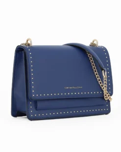CORTINA POLO STYLE - Tracolla blu con patta e tasca frontale, dettaglio rivetti