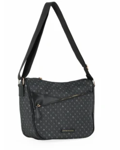 CORTINA POLO STYLE - Tracolla nera loggata con tasca frontale con zip diagonale