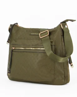 CORTINA POLO STYLE - Tracolla verde loggata con tasca frontale e cerniera esterna per espansione