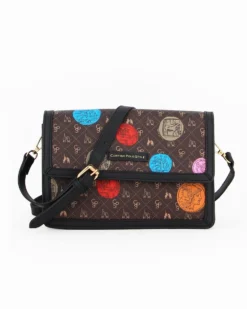 CORTINA POLO STYLE - Tracollina marrone con patta e stampe multicolor