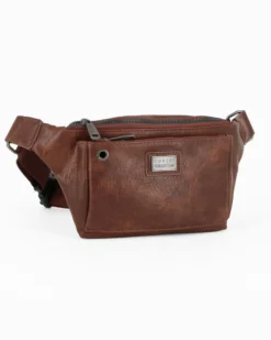 COVERI COLLECTION - Marsupio marrone  da uomo con tasca frontale e posteriore