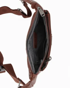 COVERI COLLECTION - Marsupio marrone  da uomo con tasca frontale e posteriore