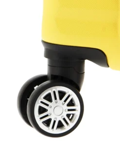COVERI COLLECTION - TROLLEY ABS GIALLO CON QUATTRO RUOTE DOPPIE E RIGHE ORIZZONTALI