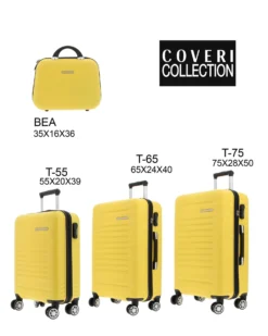 COVERI COLLECTION - TROLLEY ABS GIALLO CON QUATTRO RUOTE DOPPIE E RIGHE ORIZZONTALI