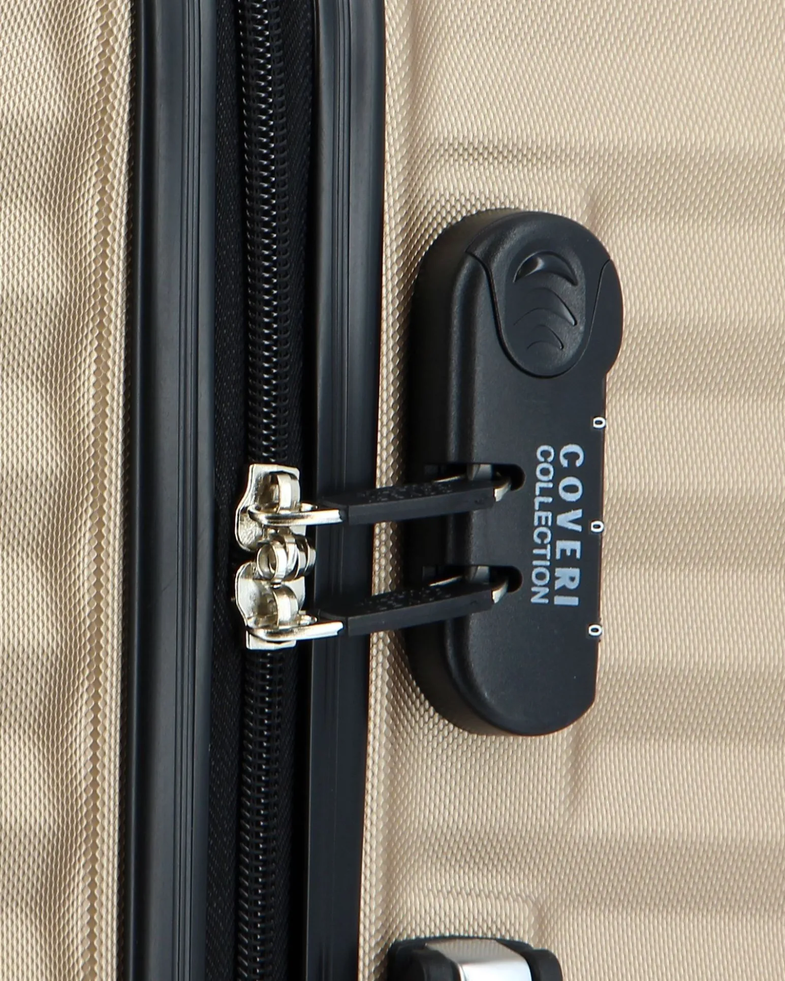 COVERI COLLECTION - TROLLEY ABS CHAMPAGNE CON QUATTRO RUOTE DOPPIE E RIGHE ORIZZONTALI