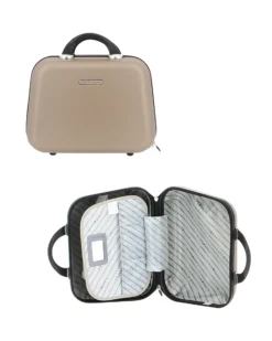 COVERI COLLECTION - TROLLEY ABS CHAMPAGNE CON QUATTRO RUOTE DOPPIE E RIGHE ORIZZONTALI