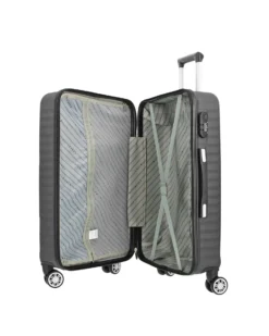 COVERI COLLECTION - TROLLEY ABS GRIGIO CON QUATTRO RUOTE DOPPIE E RIGHE ORIZZONTALI
