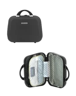 COVERI COLLECTION - TROLLEY ABS GRIGIO CON QUATTRO RUOTE DOPPIE E RIGHE ORIZZONTALI