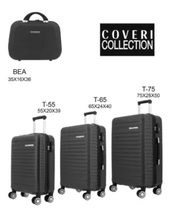 COVERI COLLECTION - TROLLEY ABS GRIGIO CON QUATTRO RUOTE DOPPIE E RIGHE ORIZZONTALI