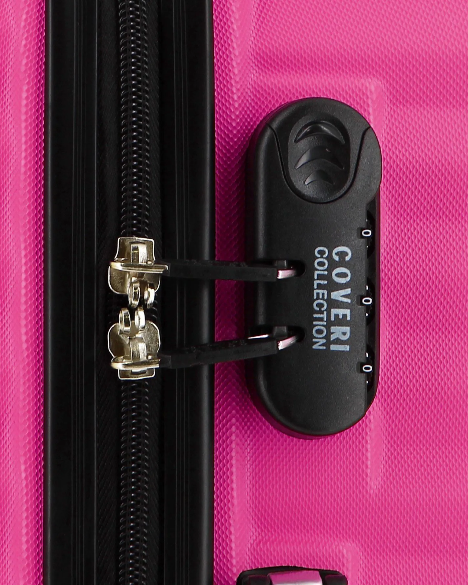 COVERI COLLECTION - TROLLEY ABS FUXIA CON QUATTRO RUOTE DOPPIE E RIGHE ORIZZONTALI