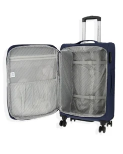 COVERI COLLECTION - TROLLEY BLU SCURO IN TESSUTO ESPANDIBILE CON DOPPIA TASCA FRONTALE