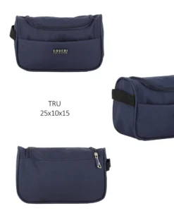 COVERI COLLECTION - TROLLEY BLU SCURO IN TESSUTO ESPANDIBILE CON DOPPIA TASCA FRONTALE