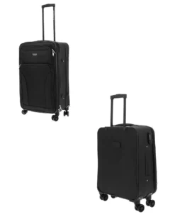 COVERI COLLECTION - Trolley in tessuto nero con 4 ruote doppie ed espansione