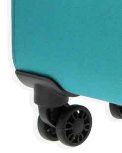COVERI COLLECTION - TROLLEY TURCHESE IN TESSUTO ESPANDIBILE CON DOPPIA TASCA FRONTALE