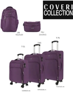 COVERI COLLECTION - TROLLEY VIOLA IN TESSUTO ESPANDIBILE CON DOPPIA TASCA FRONTALE