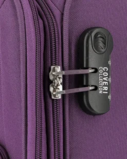 COVERI COLLECTION - TROLLEY VIOLA IN TESSUTO ESPANDIBILE CON DOPPIA TASCA FRONTALE