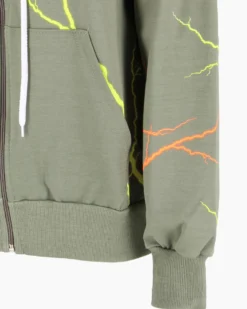 CUBA 10 - Felpa verde salvia con cappuccio e zip in cotone da donna