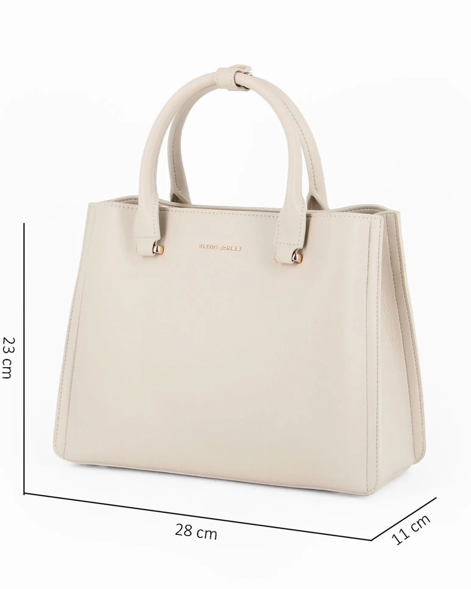 DAVID JONES - Borsa a due manici crema con tre scomparti principali e tracolla removibile