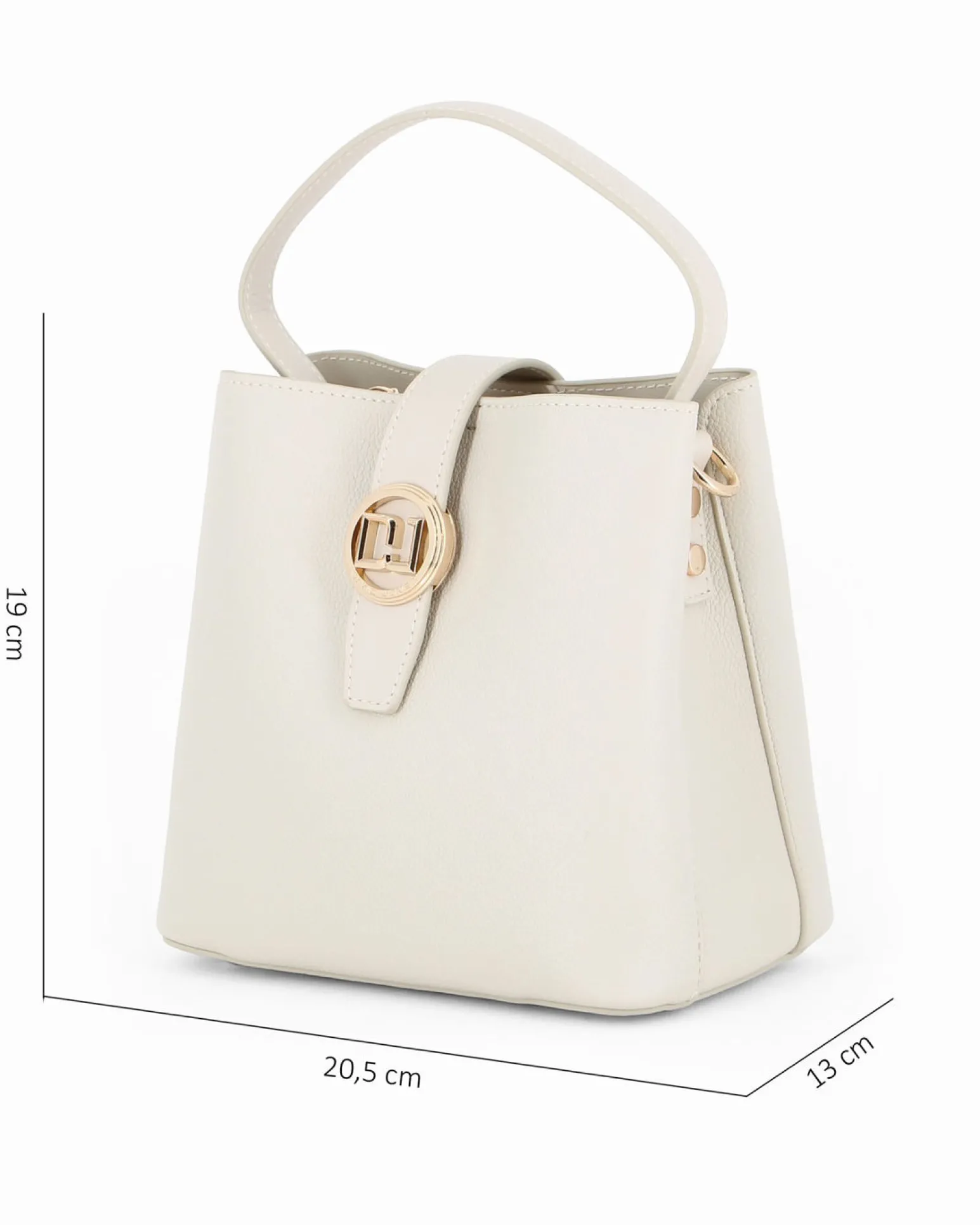 DAVID JONES - Borsa a mano beige con pattina e tre scomparti principali, tracolla removibile