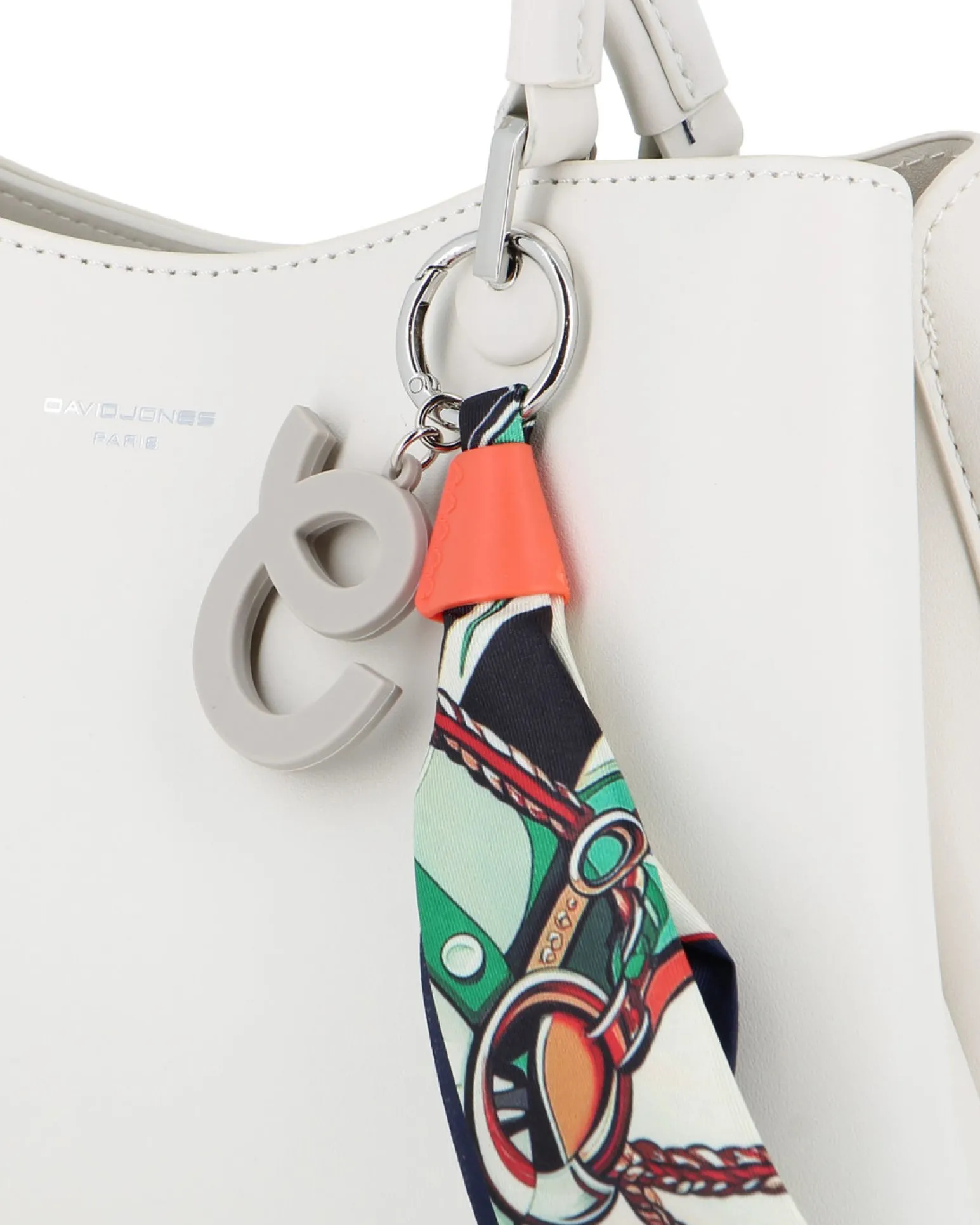 DAVID JONES - BORSA BIANCA A MANO DUE MANICI TRE SCOMPARTI E FOULARD