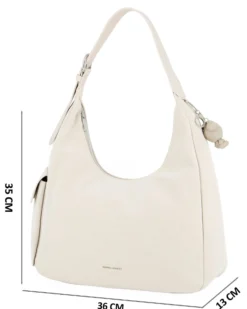 DAVID JONES - Borsa hobo a spalla bianco mandorla con tasca laterale