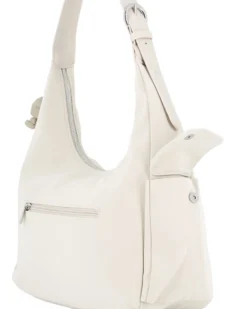 DAVID JONES - Borsa hobo a spalla bianco mandorla con tasca laterale