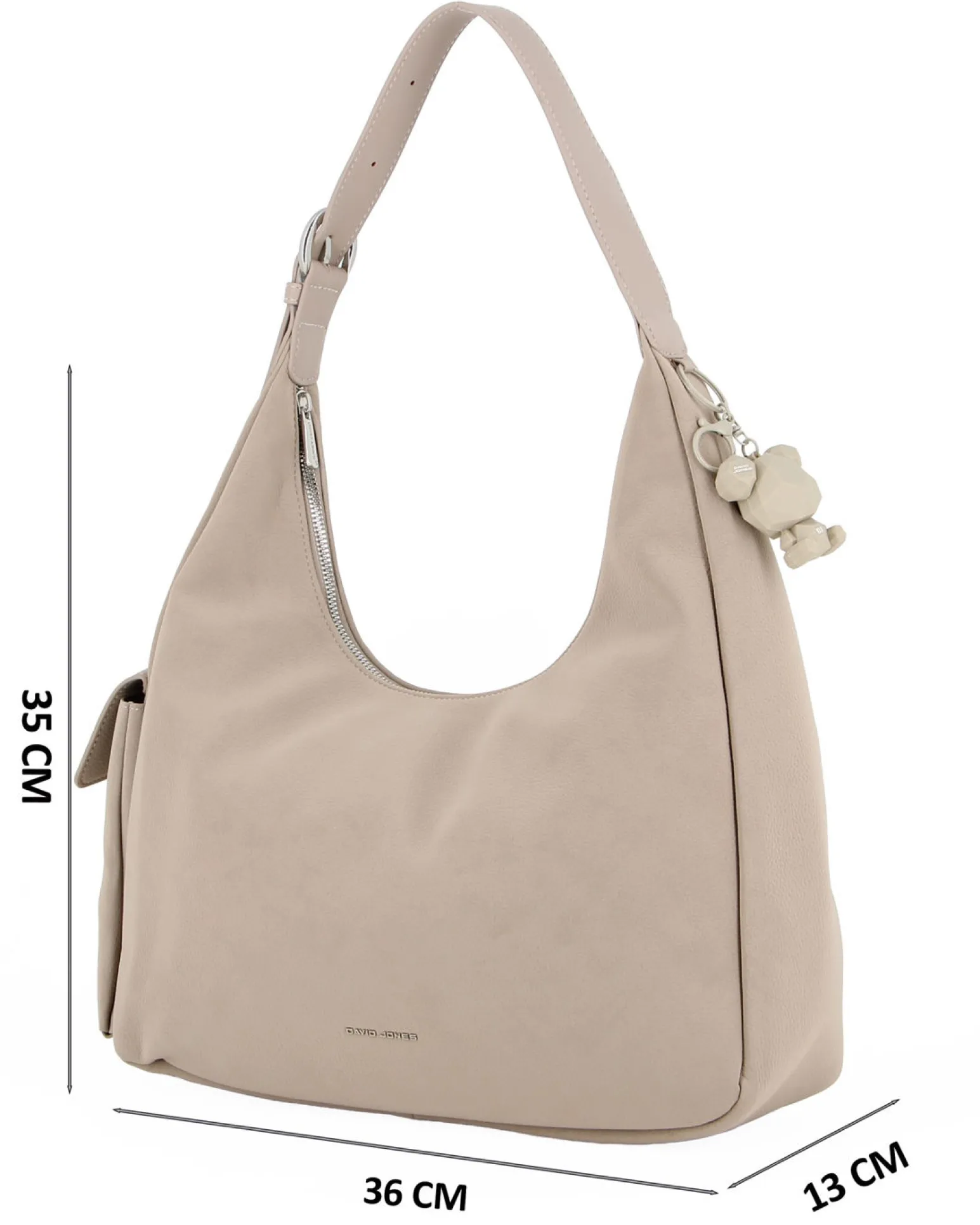 DAVID JONES - Borsa hobo a spalla marrone chiaro con tasca laterale
