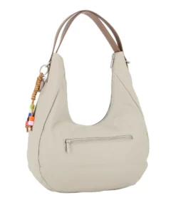 DAVID JONES - Borsa hobo bag grigio chiaro con charm