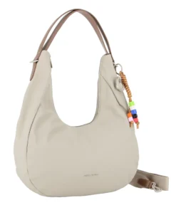 DAVID JONES - Borsa hobo bag grigio chiaro con charm