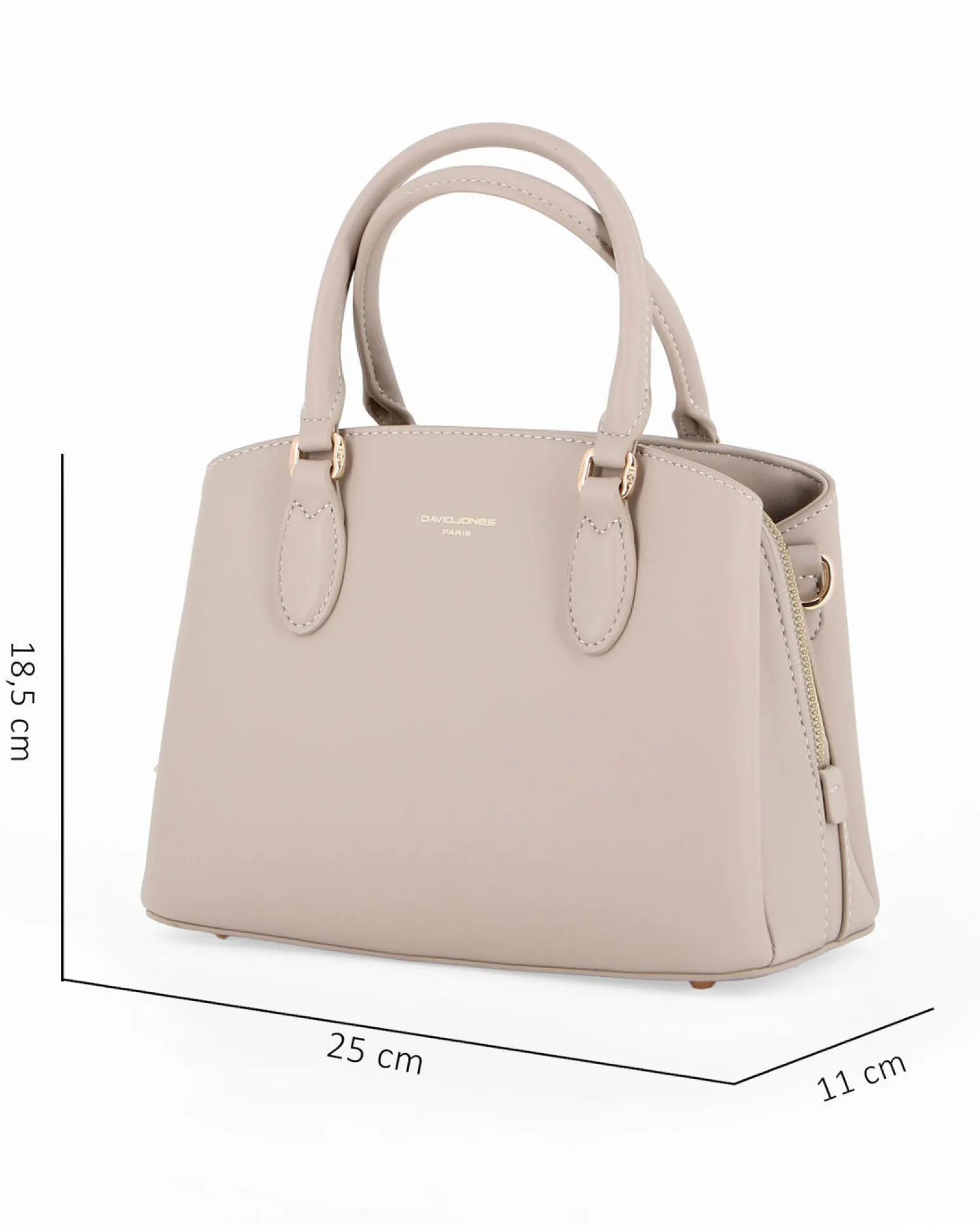 DAVID JONES - BORSA SMALL BEIGE A MANO DUE MANICI TRE SCOMPARTI