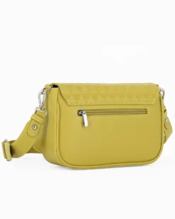 DAVID JONES - Tracolla verde chiaro fantasia triangoli con patta e tasca posteriore