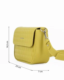 DAVID JONES - Tracolla verde chiaro fantasia triangoli con patta e tasca posteriore