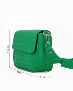 DAVID JONES - Tracolla verde fantasia triangoli con patta e tasca posteriore
